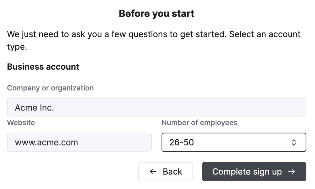 ClickHouse Cloud 회원가입 페이지