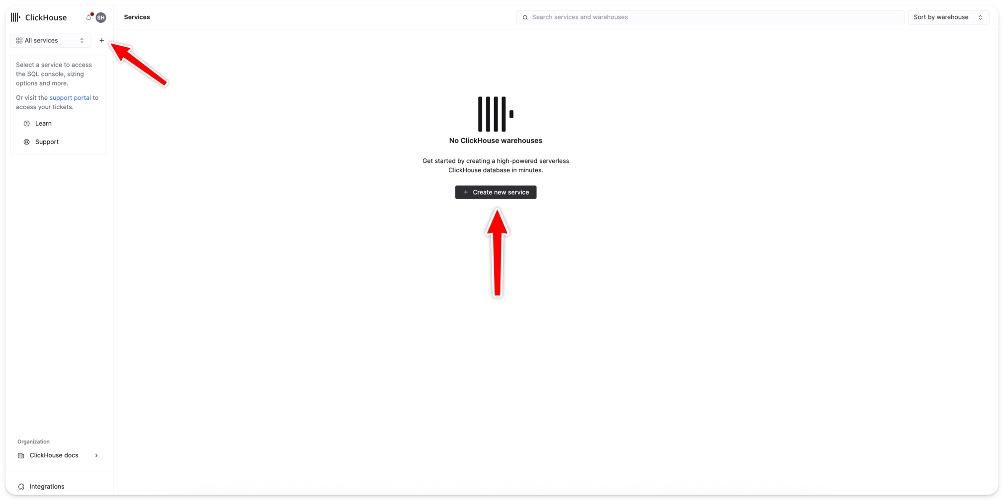 새 서비스 생성