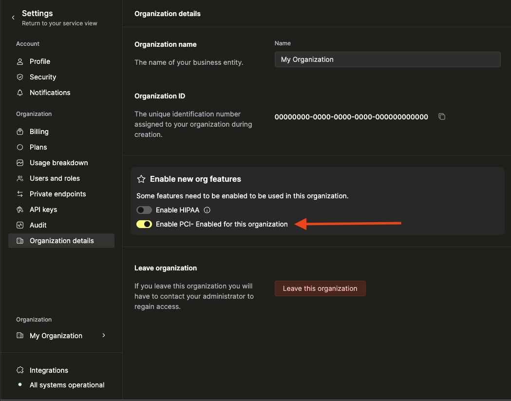 PCI가 활성화된 상태